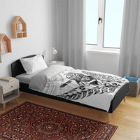 New Zealand Silver Fern Rugby Custom Bedding Set Maori Tiki White Version LT15 - Polynesian Pride