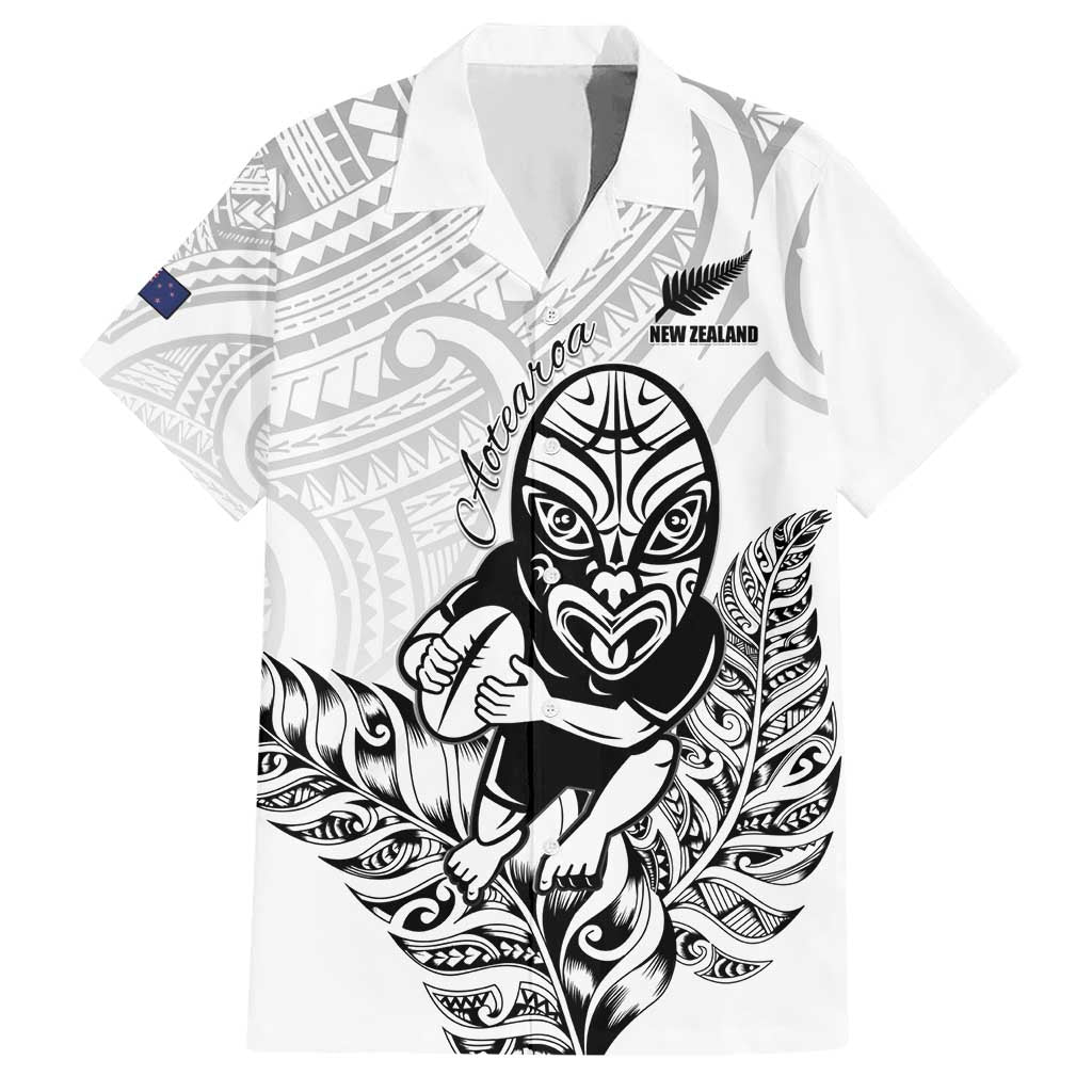 New Zealand Silver Fern Rugby Custom Hawaiian Shirt Maori Tiki White Version LT15 White - Polynesian Pride