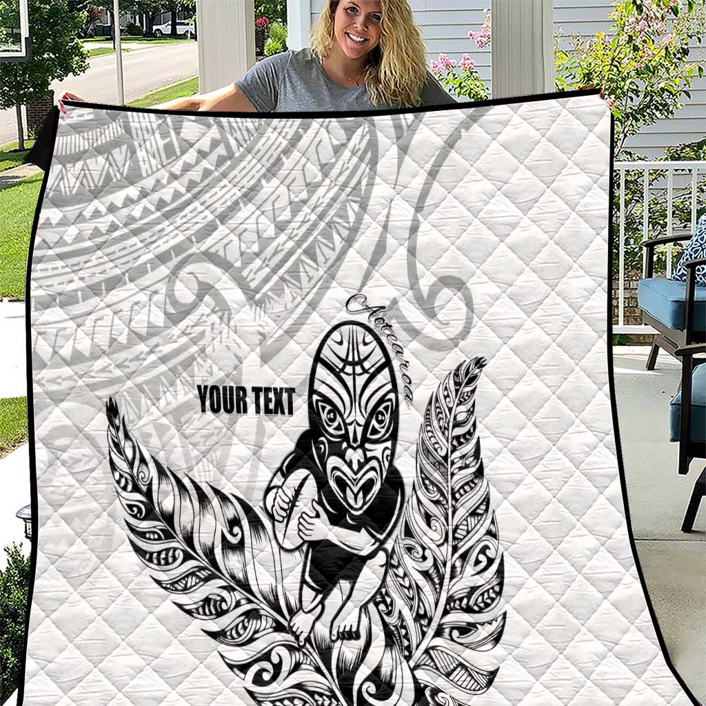 New Zealand Silver Fern Rugby Custom Quilt Maori Tiki White Version LT15 White - Polynesian Pride