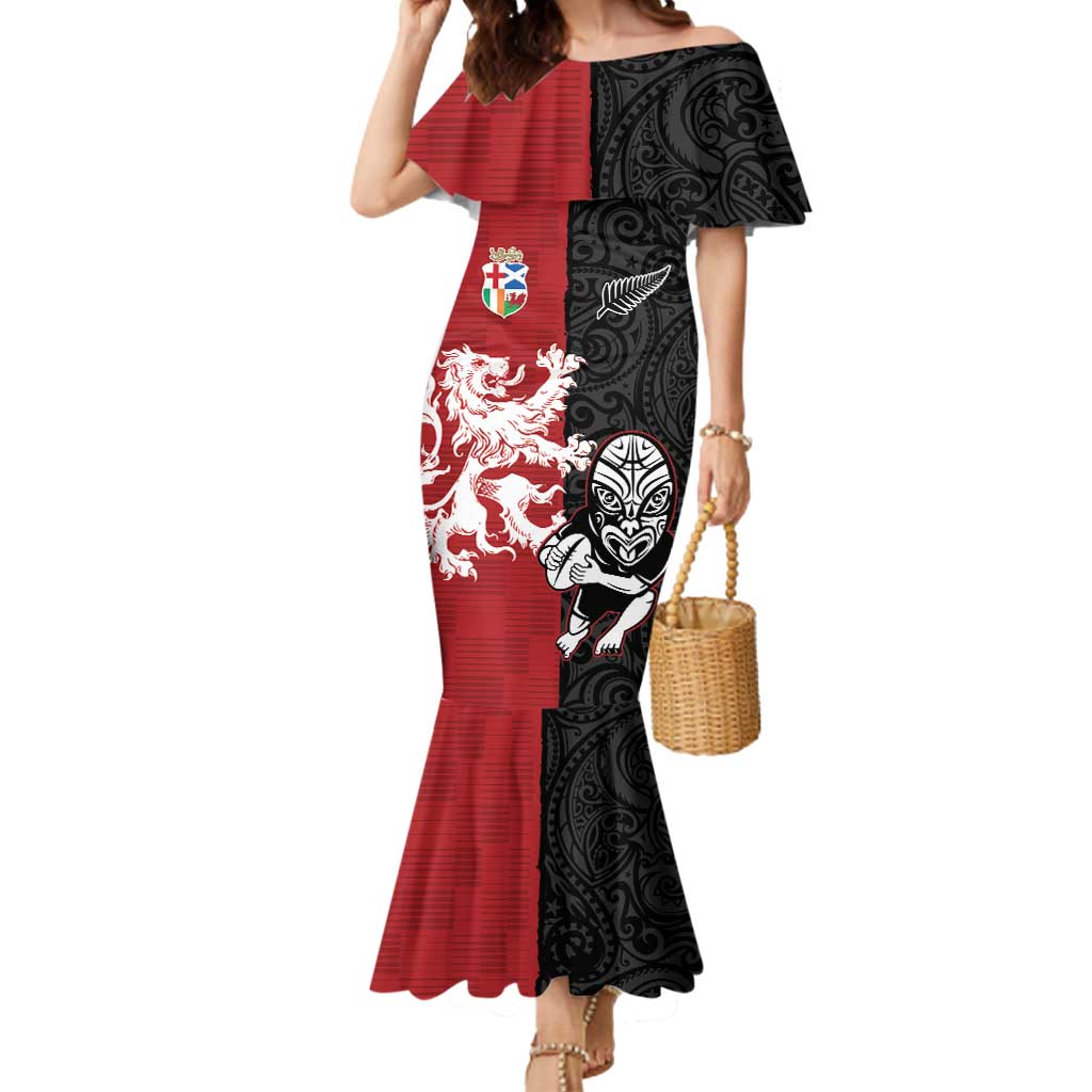 Custom British Lions New Zealand Mermaid Dress Unique Style LT18 Women Red - Polynesian Pride
