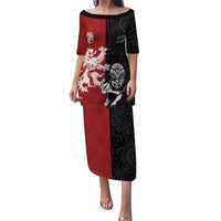 Custom British Lions New Zealand Puletasi Unique Style LT18 Long Dress Red - Polynesian Pride