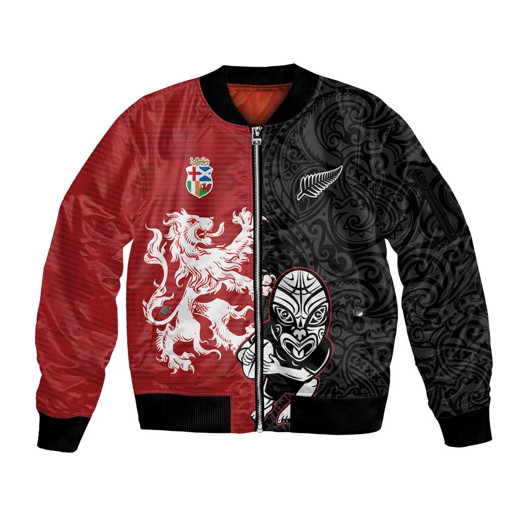Custom British Lions New Zealand Sleeve Zip Bomber Jacket Unique Style LT18 Unisex Red - Polynesian Pride