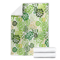 Green Aloha Hawaiian Blanket Monstera Hibiscus Tropical Pattern LT19 - Polynesian Pride