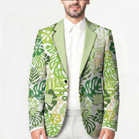 Green Aloha Hawaiian Blazer Monstera Hibiscus Tropical Pattern LT19 - Polynesian Pride