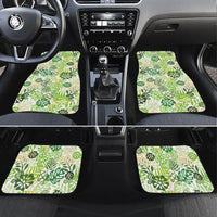 Green Aloha Hawaiian Car Mats Monstera Hibiscus Tropical Pattern LT19 Set 4pcs Green - Polynesian Pride