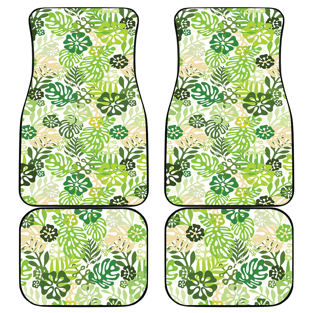 Green Aloha Hawaiian Car Mats Monstera Hibiscus Tropical Pattern LT19 - Polynesian Pride