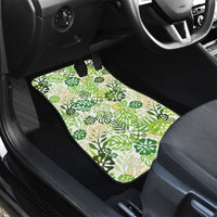 Green Aloha Hawaiian Car Mats Monstera Hibiscus Tropical Pattern LT19 - Polynesian Pride