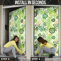 Green Aloha Hawaiian Door Cover Monstera Hibiscus Tropical Pattern LT19 - Polynesian Pride