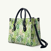 Green Aloha Hawaiian Leather Bag Monstera Hibiscus Tropical Pattern LT19 Green - Polynesian Pride