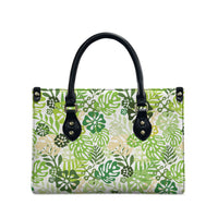 Green Aloha Hawaiian Leather Bag Monstera Hibiscus Tropical Pattern LT19 - Polynesian Pride