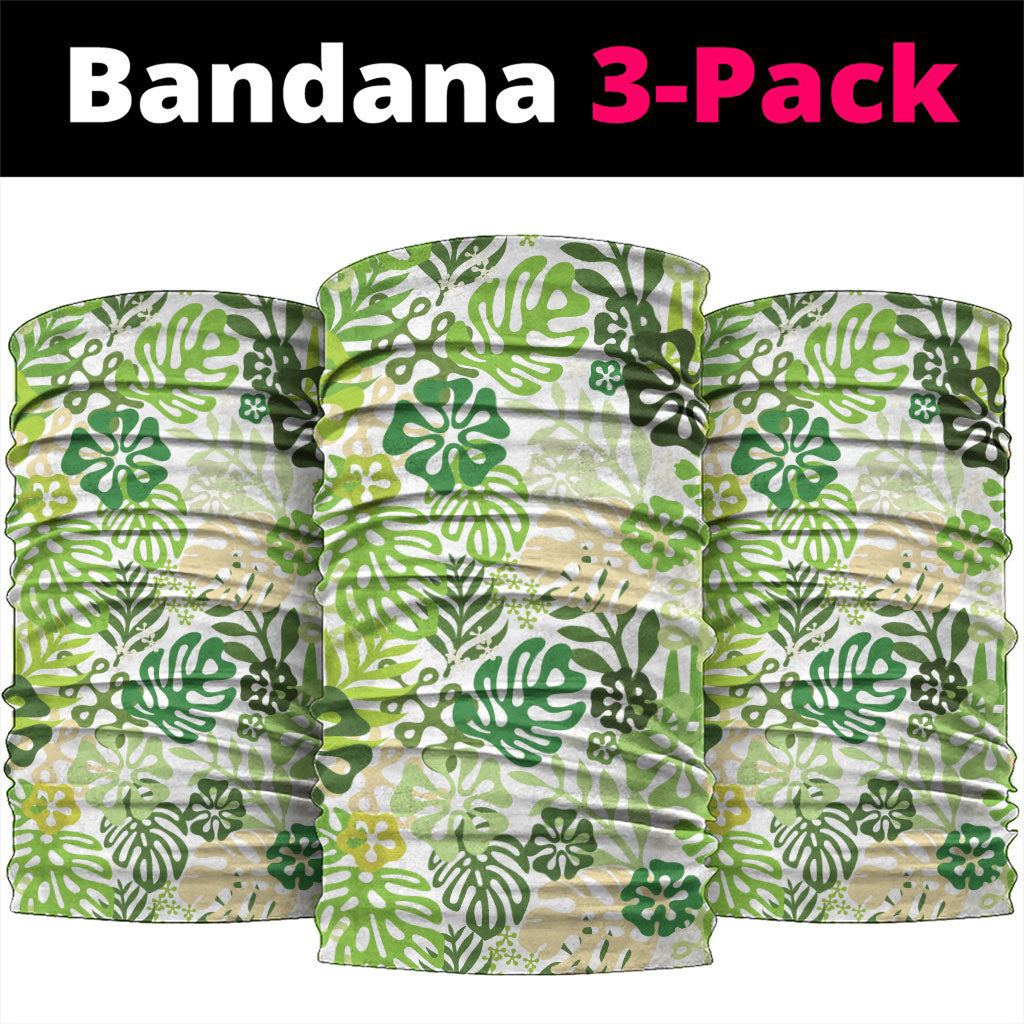 Green Aloha Hawaiian Neck Gaiter Monstera Hibiscus Tropical Pattern LT19 package One Size: 25*50cm Green - Polynesian Pride