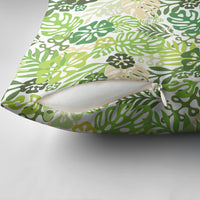Green Aloha Hawaiian Pillow Cover Monstera Hibiscus Tropical Pattern LT19 - Polynesian Pride