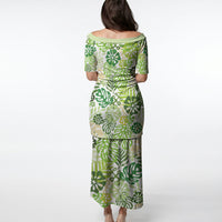 Green Aloha Hawaiian Puletasi Monstera Hibiscus Tropical Pattern LT19 - Polynesian Pride