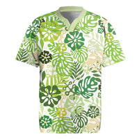 Green Aloha Hawaiian Rugby Jersey Monstera Hibiscus Tropical Pattern LT19 Green - Polynesian Pride