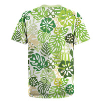 Green Aloha Hawaiian Rugby Jersey Monstera Hibiscus Tropical Pattern LT19 - Polynesian Pride