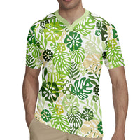 Green Aloha Hawaiian Rugby Jersey Monstera Hibiscus Tropical Pattern LT19 - Polynesian Pride