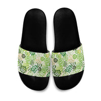 Green Aloha Hawaiian Slide Sandals Monstera Hibiscus Tropical Pattern LT19 Green - Polynesian Pride