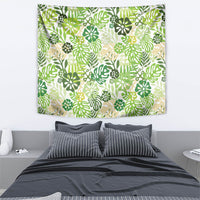 Green Aloha Hawaiian Tapestry Monstera Hibiscus Tropical Pattern LT19 - Polynesian Pride
