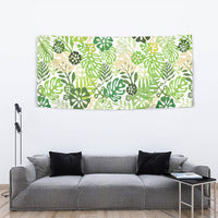 Green Aloha Hawaiian Tapestry Monstera Hibiscus Tropical Pattern LT19 - Polynesian Pride