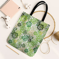Green Aloha Hawaiian Tote Bag Monstera Hibiscus Tropical Pattern LT19 Black Strap One Size Green - Polynesian Pride