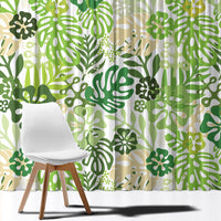 Green Aloha Hawaiian Window Curtain Monstera Hibiscus Tropical Pattern LT19 - Polynesian Pride