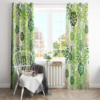 Green Aloha Hawaiian Window Curtain Monstera Hibiscus Tropical Pattern LT19 - Polynesian Pride