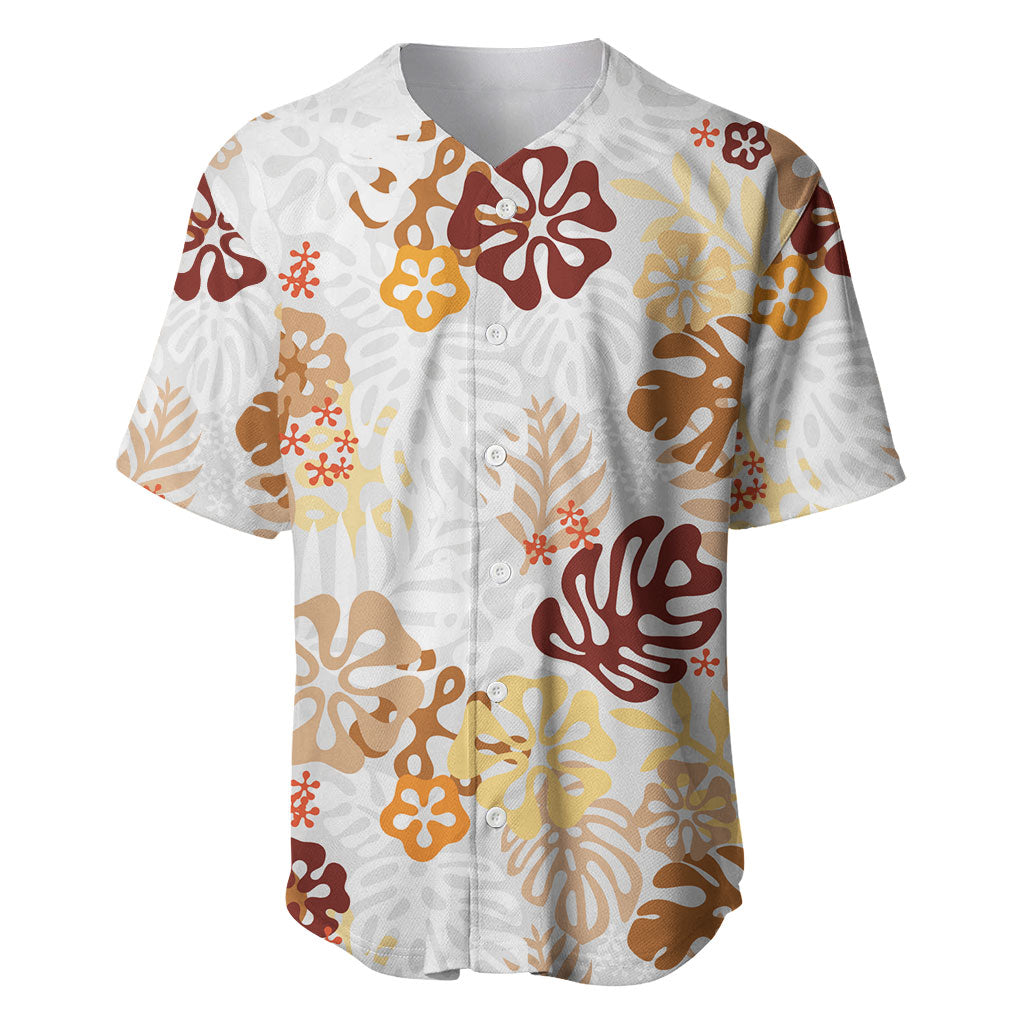 Brown Aloha Hawaiian Baseball Jersey Monstera Hibiscus Tropical Pattern LT19 Brown - Polynesian Pride
