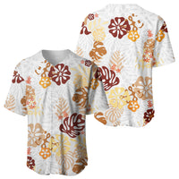 Brown Aloha Hawaiian Baseball Jersey Monstera Hibiscus Tropical Pattern LT19 - Polynesian Pride