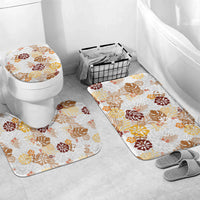 Brown Aloha Hawaiian Bathroom Set Monstera Hibiscus Tropical Pattern LT19 Mat Set Only (3 pcs) One Size Brown - Polynesian Pride
