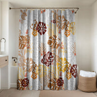 Brown Aloha Hawaiian Bathroom Set Monstera Hibiscus Tropical Pattern LT19 Shower Curtain Only Brown - Polynesian Pride
