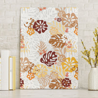 Brown Aloha Hawaiian Canvas Wall Art Monstera Hibiscus Tropical Pattern LT19 Without Frame Brown - Polynesian Pride