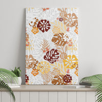 Brown Aloha Hawaiian Canvas Wall Art Monstera Hibiscus Tropical Pattern LT19 - Polynesian Pride