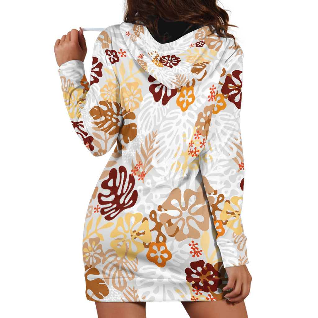 Brown Aloha Hawaiian Hoodie Dress Monstera Hibiscus Tropical Pattern LT19 - Polynesian Pride