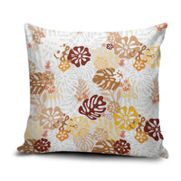 Brown Aloha Hawaiian Pillow Cover Monstera Hibiscus Tropical Pattern LT19 Brown - Polynesian Pride