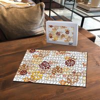 Brown Aloha Hawaiian Puzzle Monstera Hibiscus Tropical Pattern LT19 - Polynesian Pride