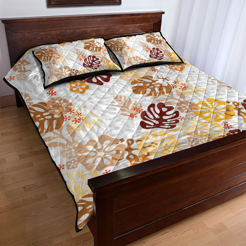 Brown Aloha Hawaiian Quilt Bed Set Monstera Hibiscus Tropical Pattern LT19 - Polynesian Pride