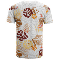 Brown Aloha Hawaiian T Shirt Monstera Hibiscus Tropical Pattern LT19 - Polynesian Pride