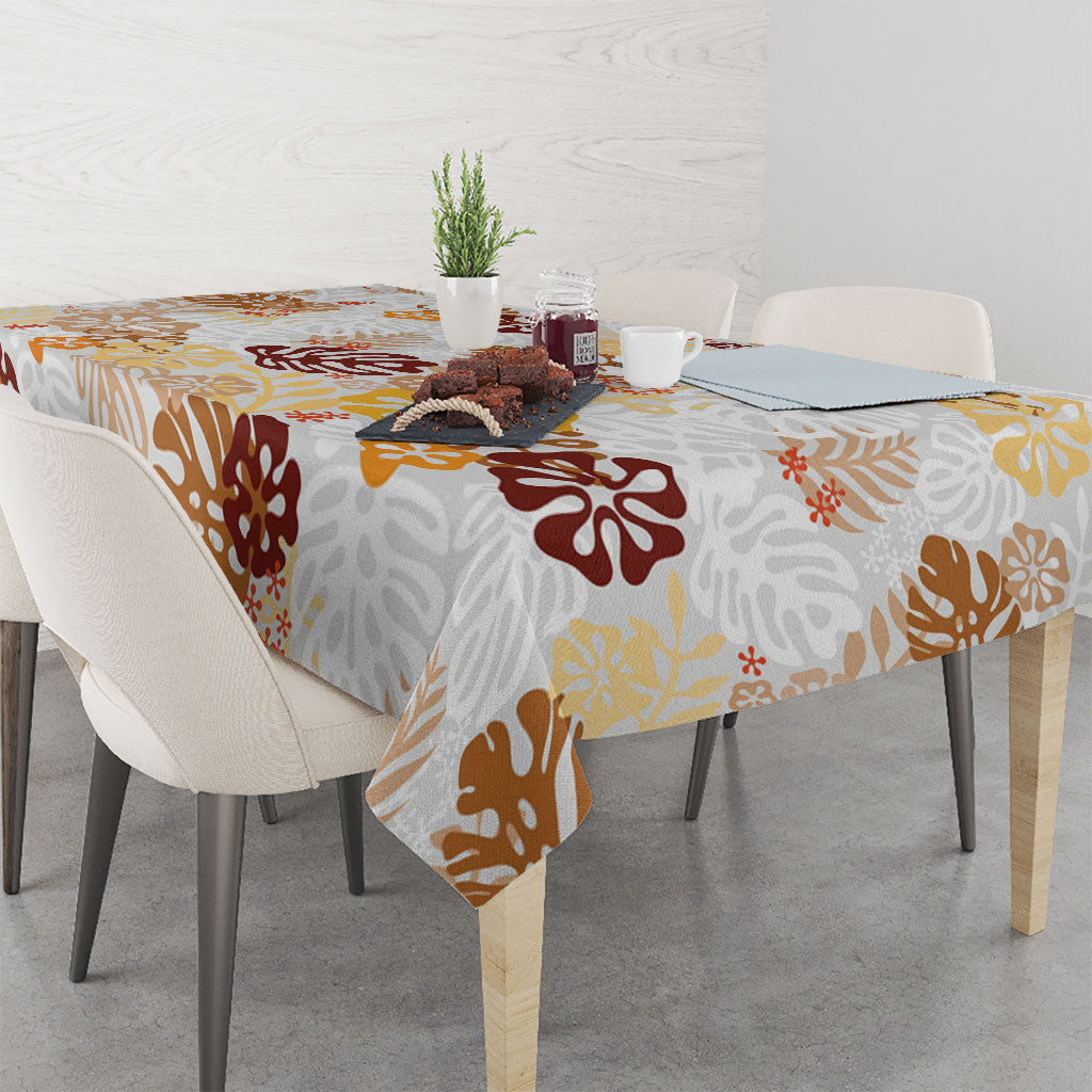 Brown Aloha Hawaiian Tablecloth Monstera Hibiscus Tropical Pattern LT19 - Polynesian Pride