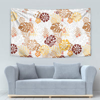 Brown Aloha Hawaiian Tapestry Monstera Hibiscus Tropical Pattern LT19 - Polynesian Pride