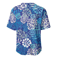 Blue Aloha Hawaiian Baseball Jersey Monstera Hibiscus Tropical Pattern LT19 - Polynesian Pride