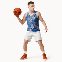 Blue Aloha Hawaiian Basketball Jersey Monstera Hibiscus Tropical Pattern LT19 - Polynesian Pride