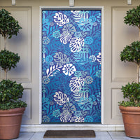 Blue Aloha Hawaiian Door Cover Monstera Hibiscus Tropical Pattern LT19 Blue - Polynesian Pride