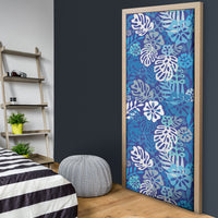 Blue Aloha Hawaiian Door Cover Monstera Hibiscus Tropical Pattern LT19 - Polynesian Pride