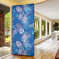 Blue Aloha Hawaiian Door Cover Monstera Hibiscus Tropical Pattern LT19 - Polynesian Pride