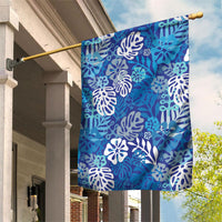 Blue Aloha Hawaiian Garden Flag Monstera Hibiscus Tropical Pattern LT19 House Flag Blue - Polynesian Pride