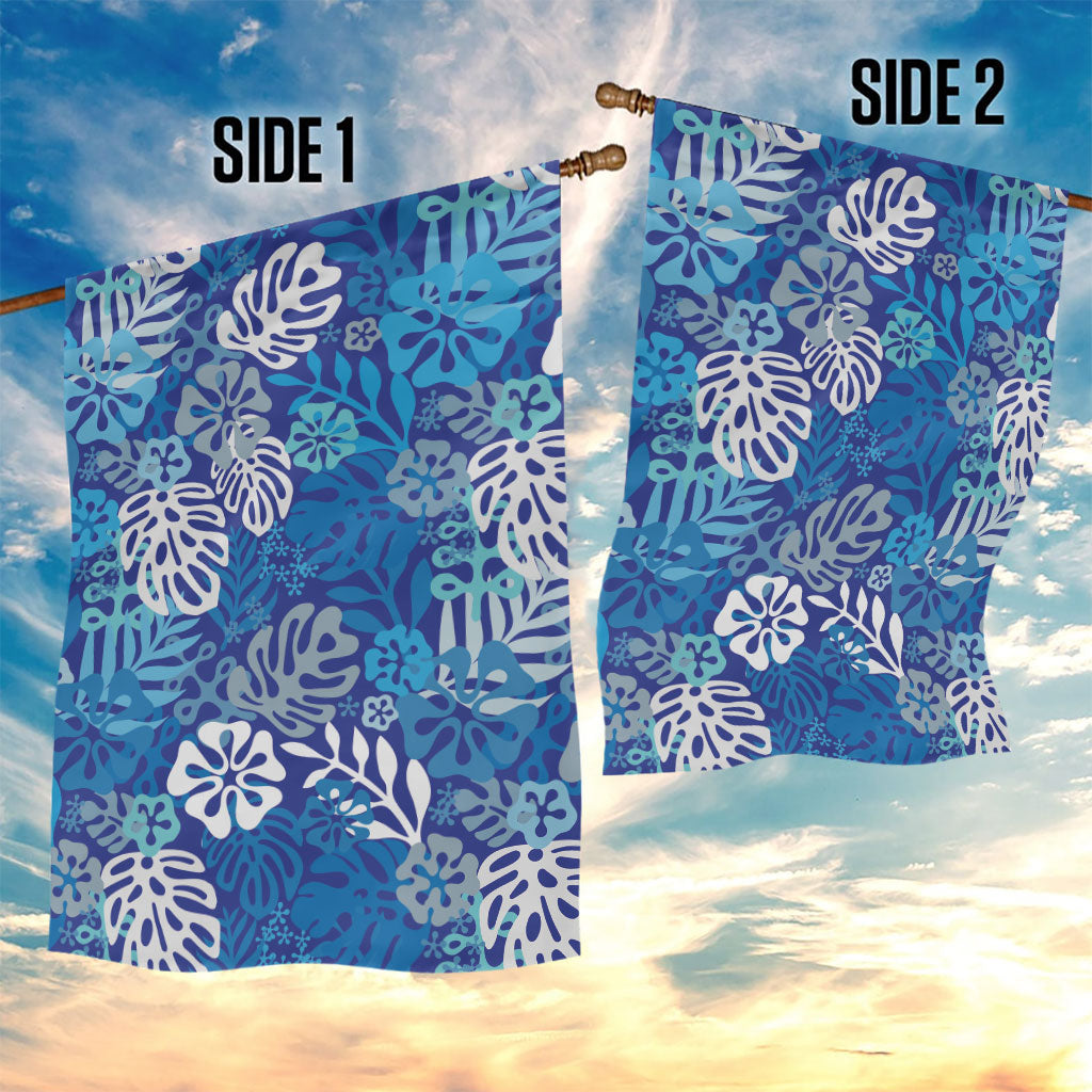 Blue Aloha Hawaiian Garden Flag Monstera Hibiscus Tropical Pattern LT19 - Polynesian Pride