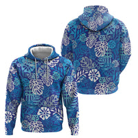 Blue Aloha Hawaiian Hoodie Monstera Hibiscus Tropical Pattern LT19 - Polynesian Pride