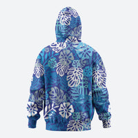 Blue Aloha Hawaiian Hoodie Monstera Hibiscus Tropical Pattern LT19 - Polynesian Pride