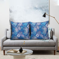 Blue Aloha Hawaiian Pillow Cover Monstera Hibiscus Tropical Pattern LT19 - Polynesian Pride