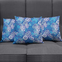 Blue Aloha Hawaiian Pillow Cover Monstera Hibiscus Tropical Pattern LT19 - Polynesian Pride